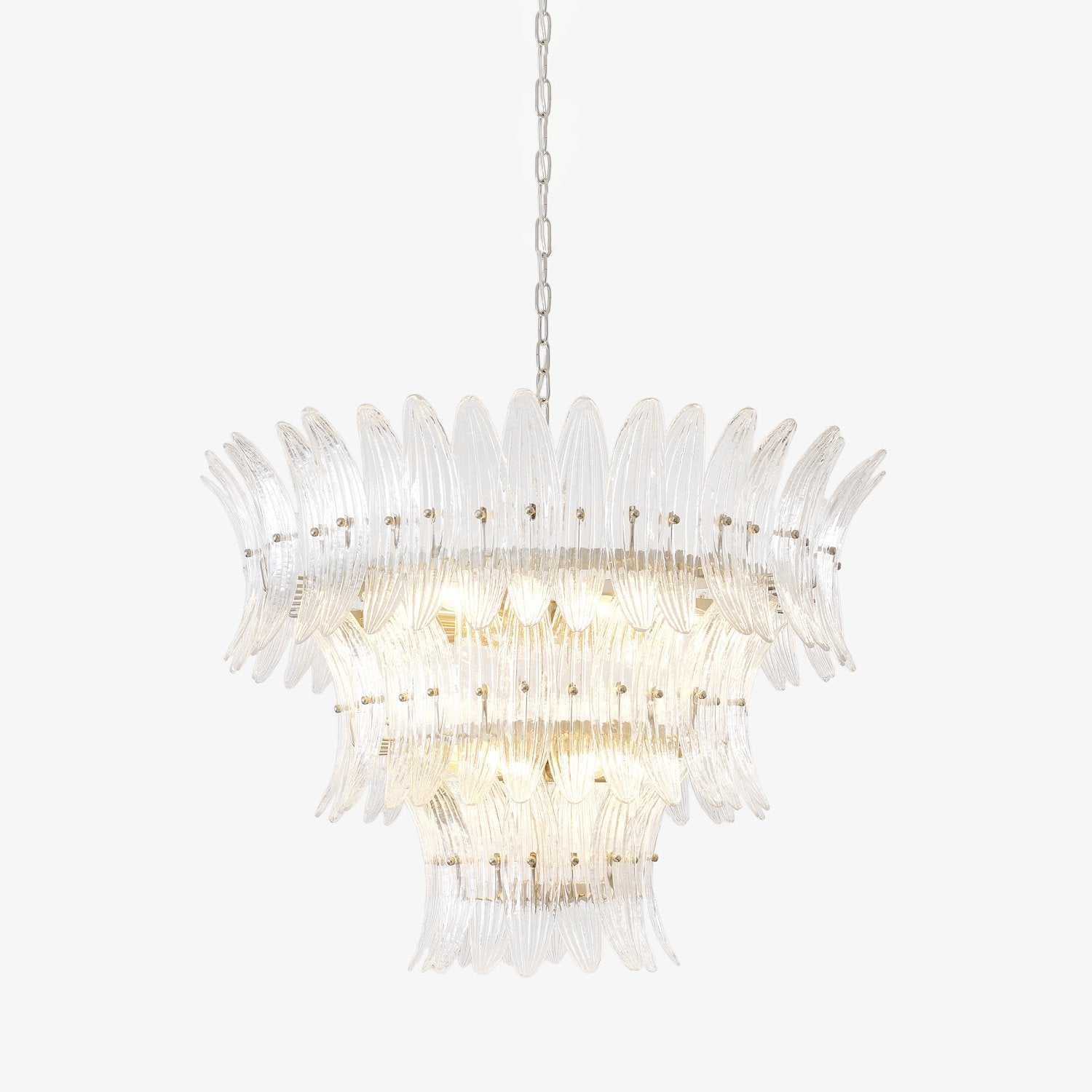 Tevenq Chandelier Murano Glass Palmette Leaf Tiered-Neutral Decor