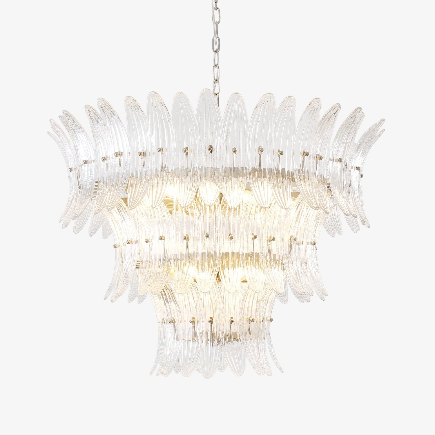 Tevenq Chandelier Murano Glass Palmette Leaf Tiered-Neutral Decor