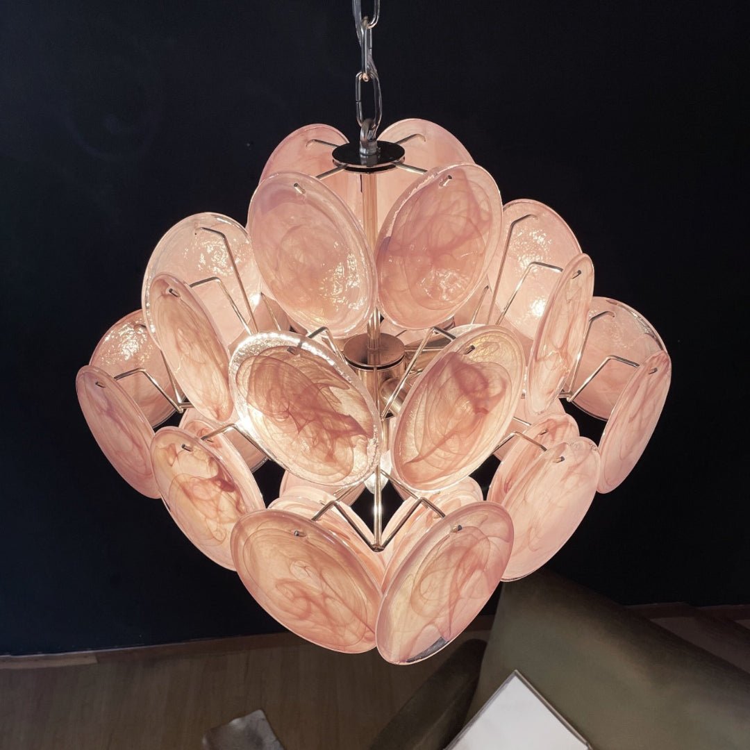 Ault Chandelier Pink Disc Layered Artistic-Neutral Decor