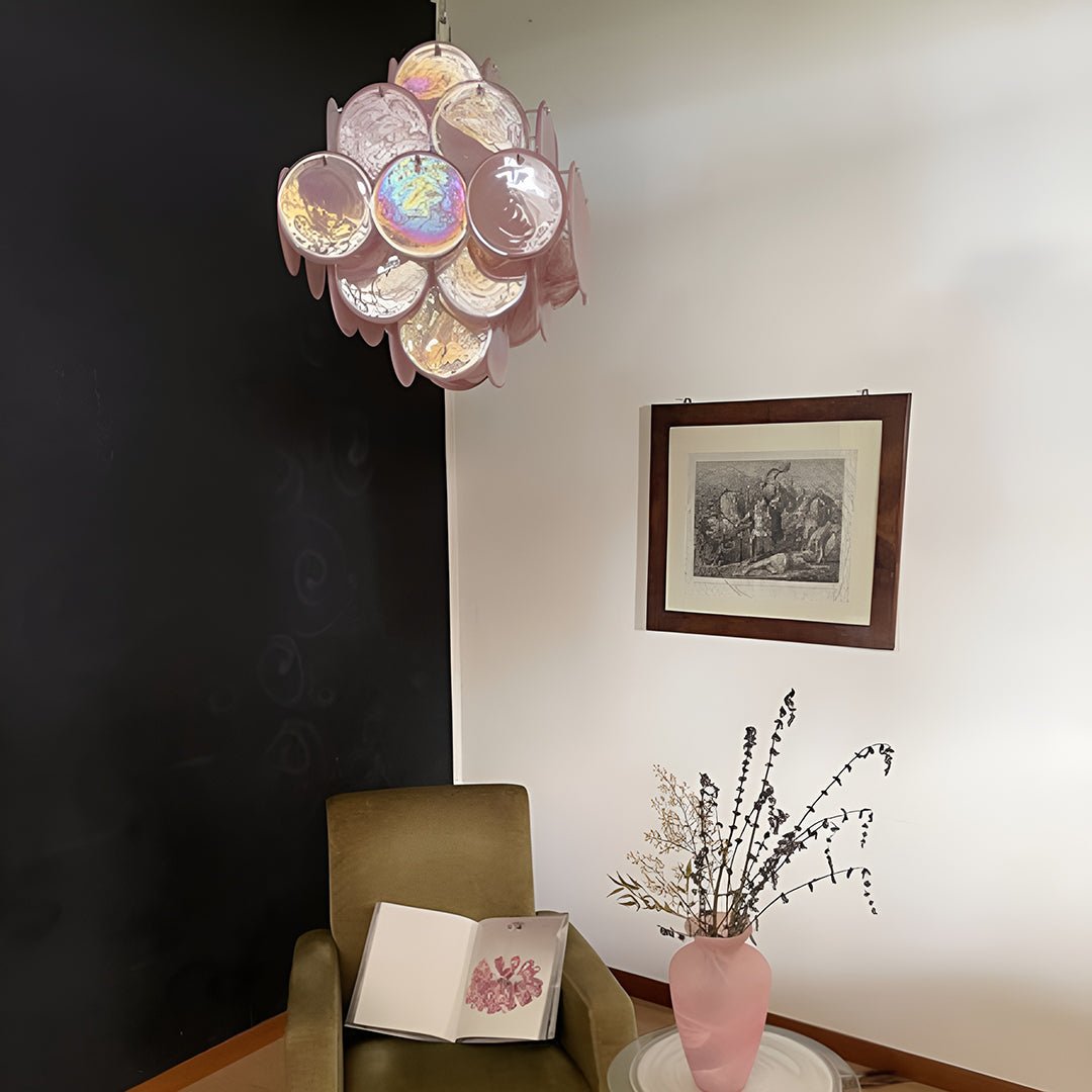 Ault Chandelier Pink Disc Layered Artistic-Neutral Decor
