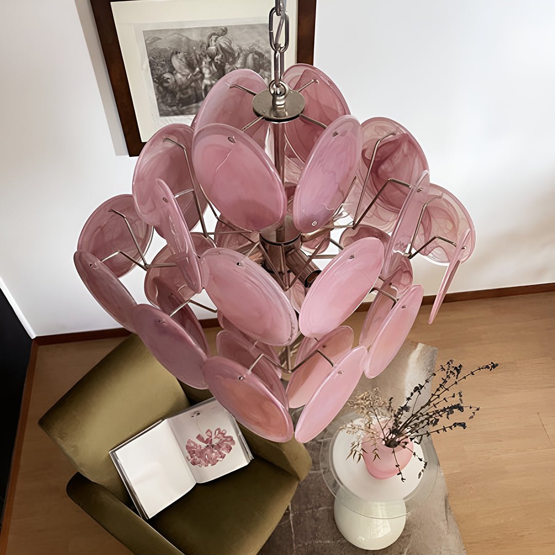 Ault Chandelier Pink Disc Layered Artistic-Neutral Decor