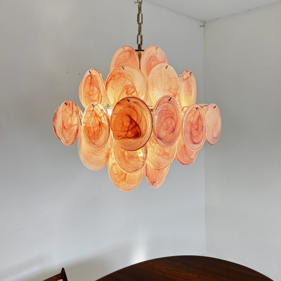 Ault Chandelier Pink Disc Layered Artistic-Neutral Decor