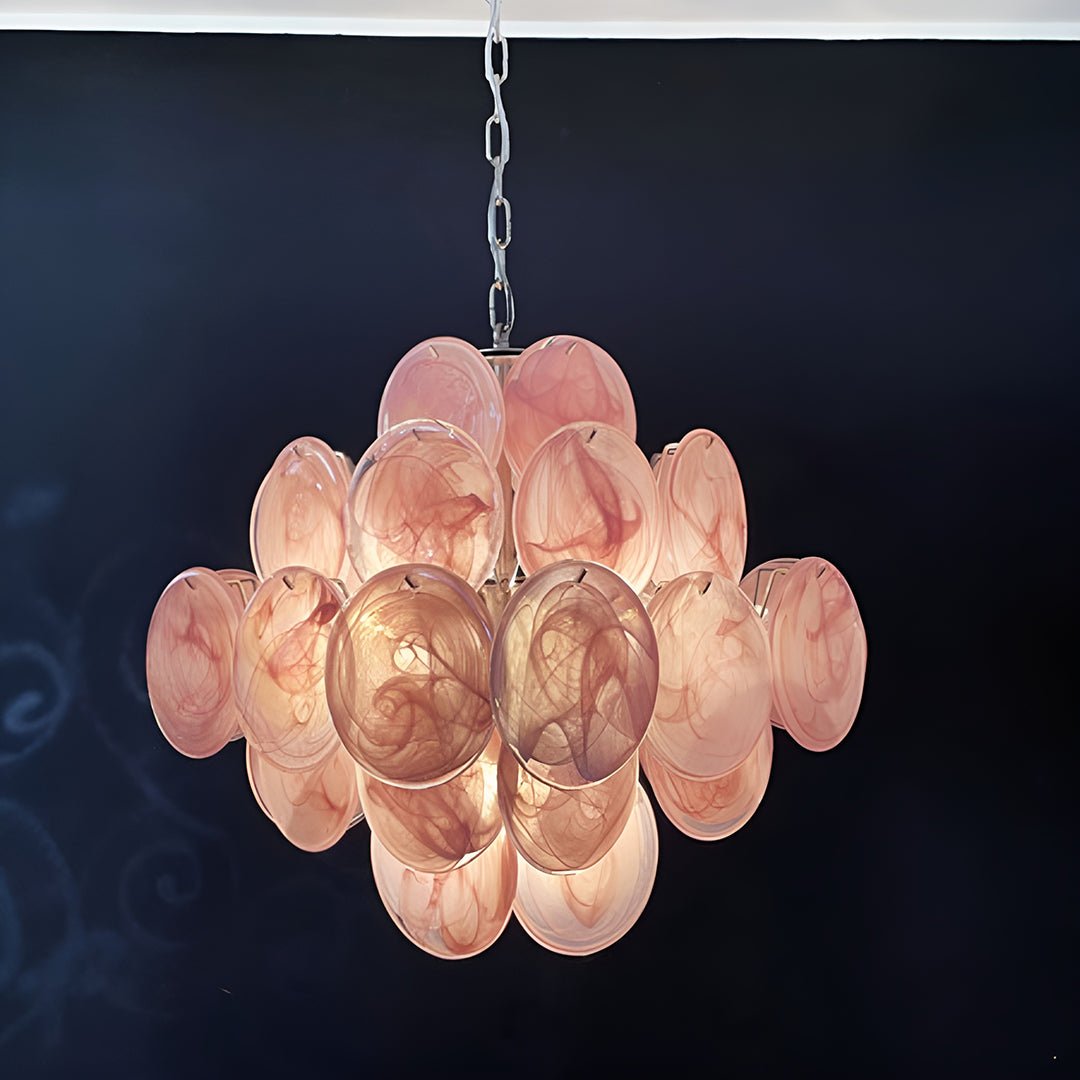 Ault Chandelier Pink Disc Layered Artistic-Neutral Decor