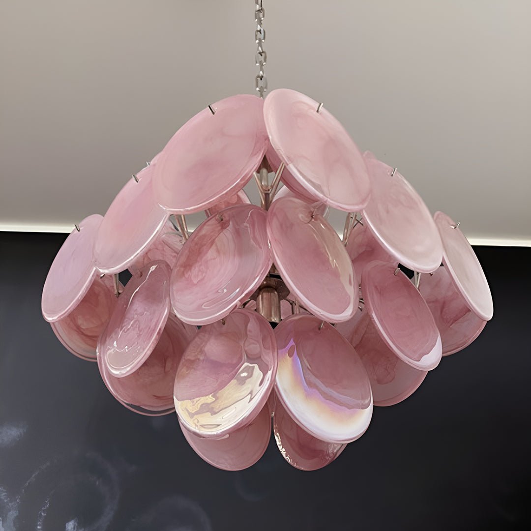 Ault Chandelier Pink Disc Layered Artistic-Neutral Decor