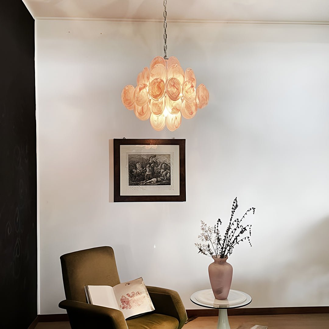 Ault Chandelier Pink Disc Layered Artistic-Neutral Decor