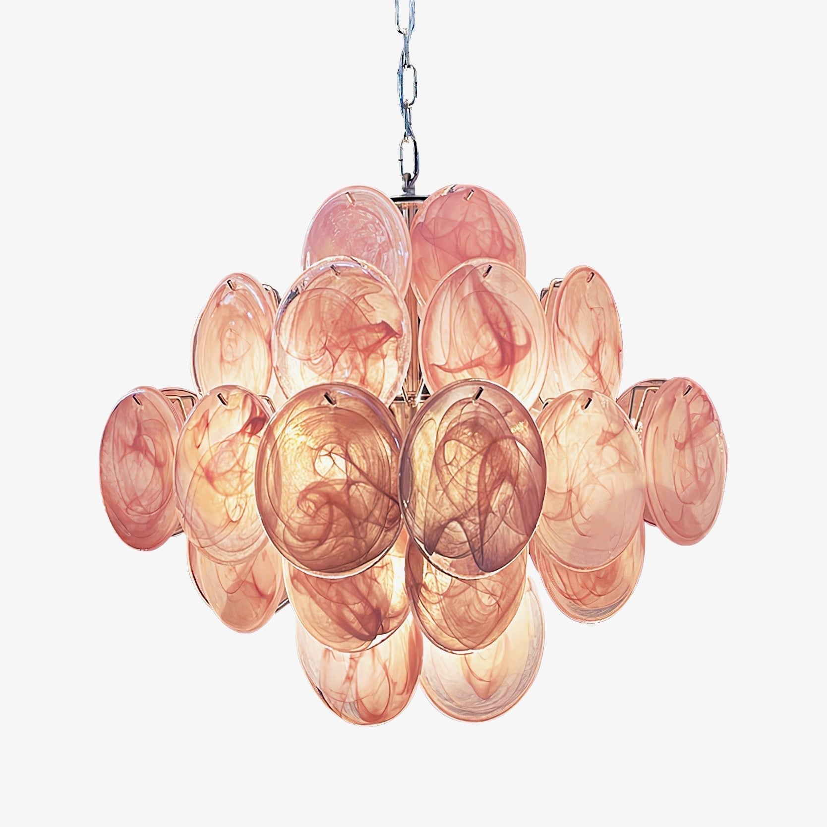 Ault Chandelier Pink Disc Layered Artistic-Neutral Decor