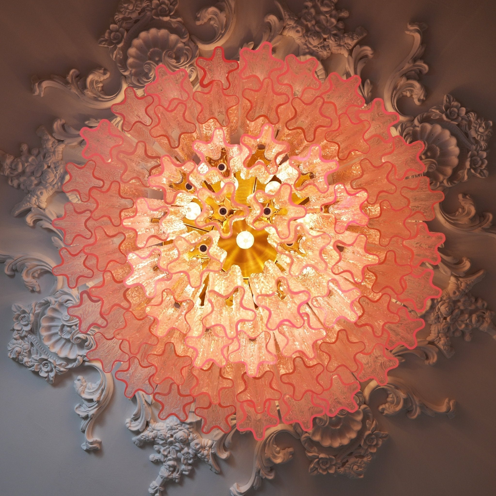 Aurora Ceiling Lamp Murano Pink Glass Vintage-Neutral Decor
