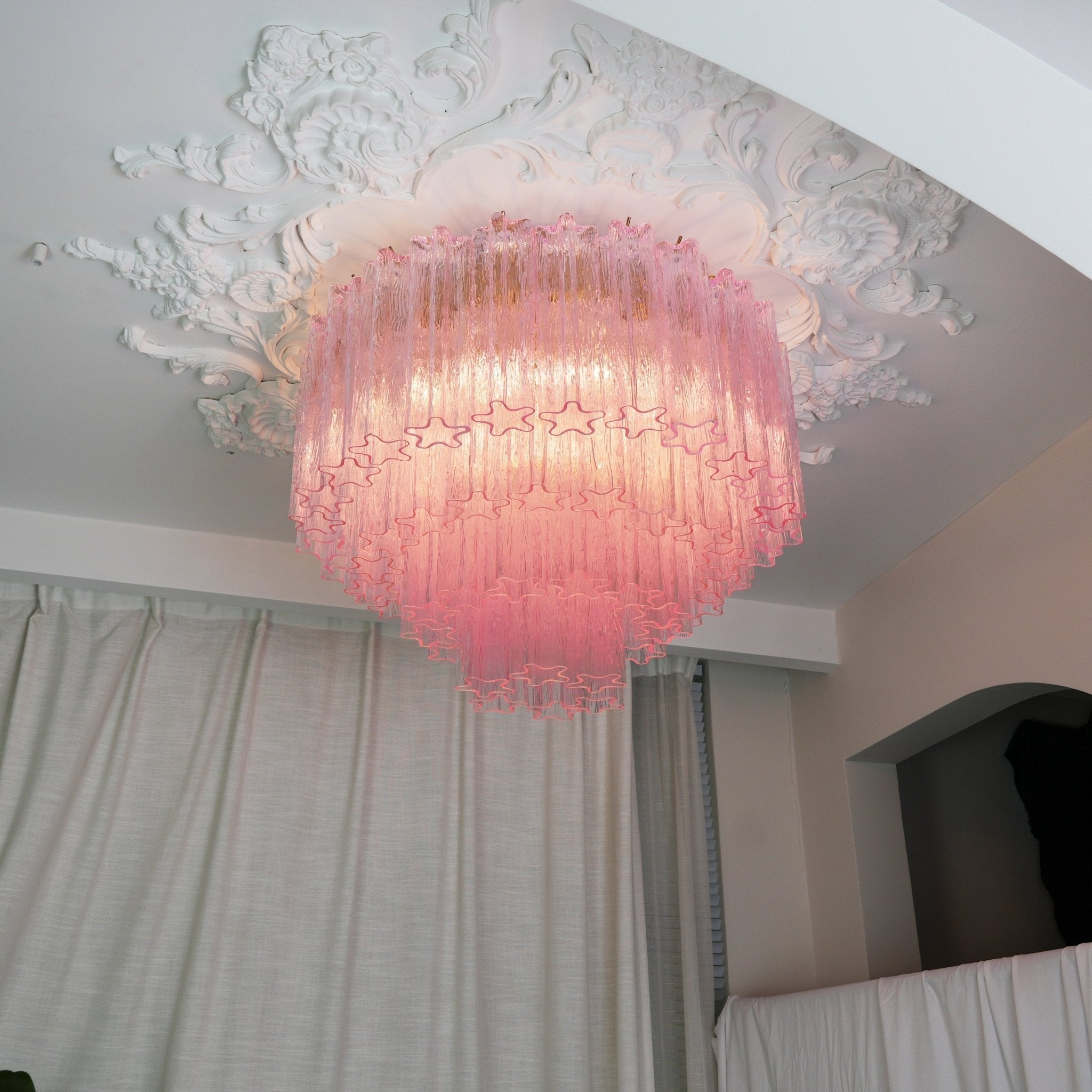 Aurora Ceiling Lamp Murano Pink Glass Vintage-Neutral Decor
