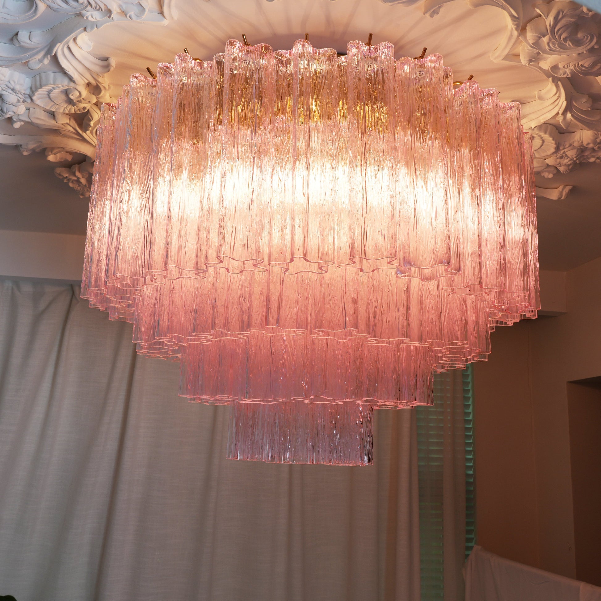 Aurora Ceiling Lamp Murano Pink Glass Vintage-Neutral Decor