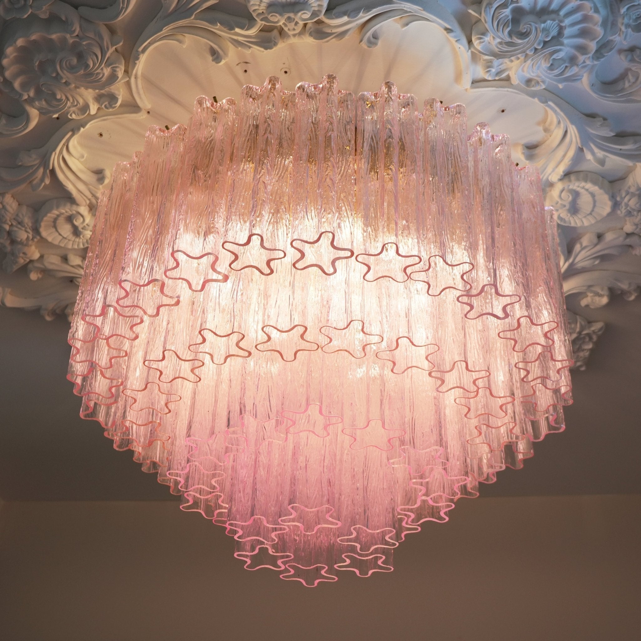 Aurora Ceiling Lamp Murano Pink Glass Vintage-Neutral Decor