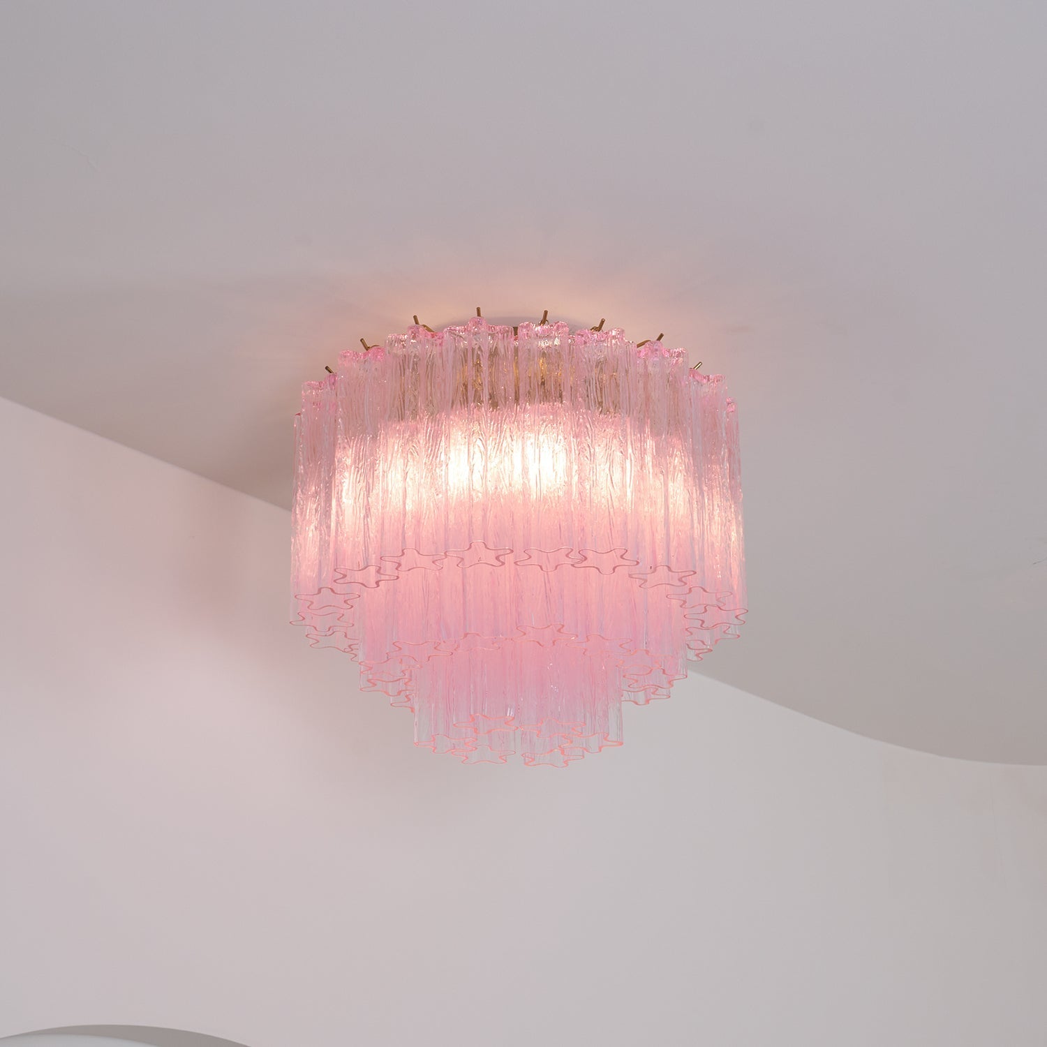 Aurora Ceiling Lamp Murano Pink Glass Vintage-Neutral Decor
