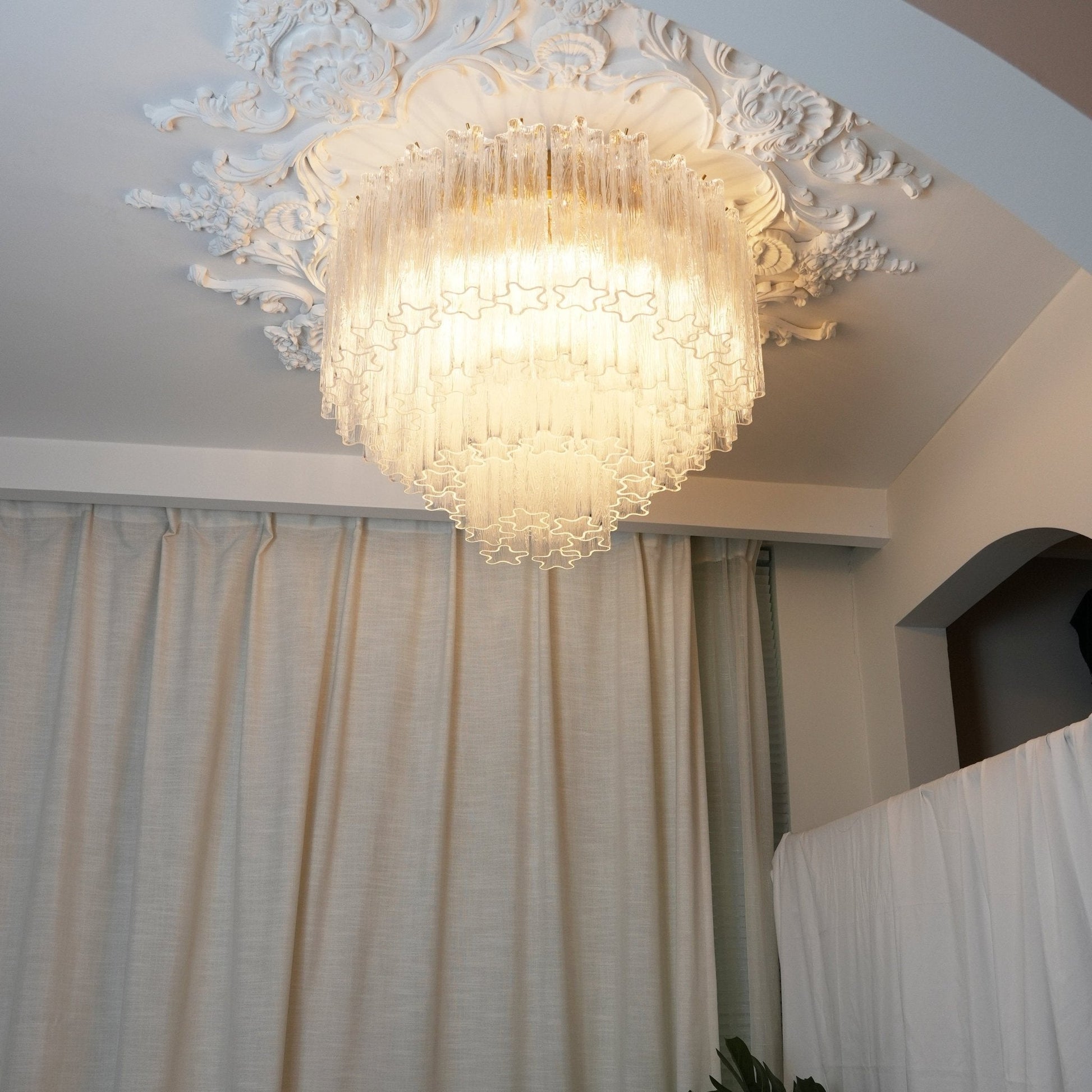 Aurora Ceiling Lamp Murano Pink Glass Vintage-Neutral Decor