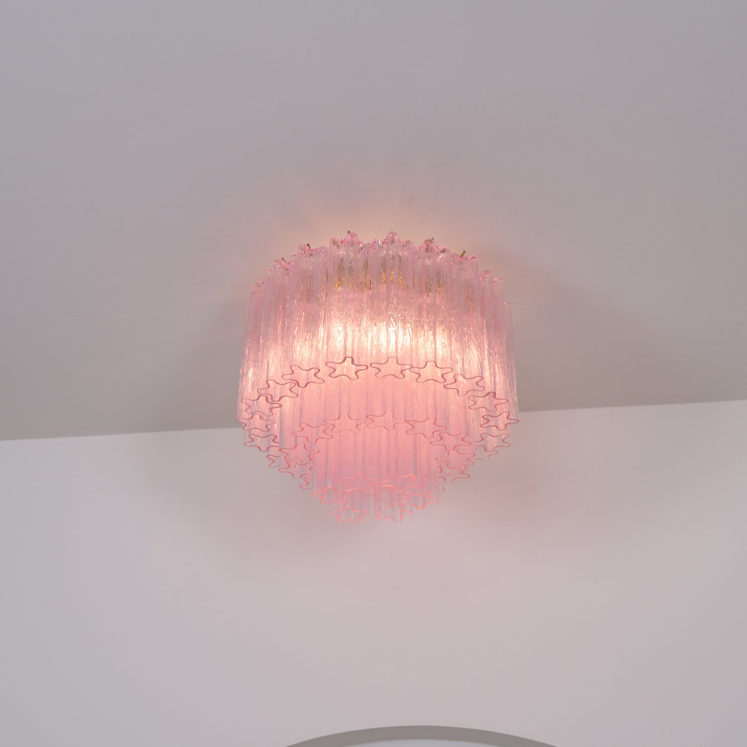 Aurora Ceiling Lamp Murano Pink Glass Vintage-Neutral Decor