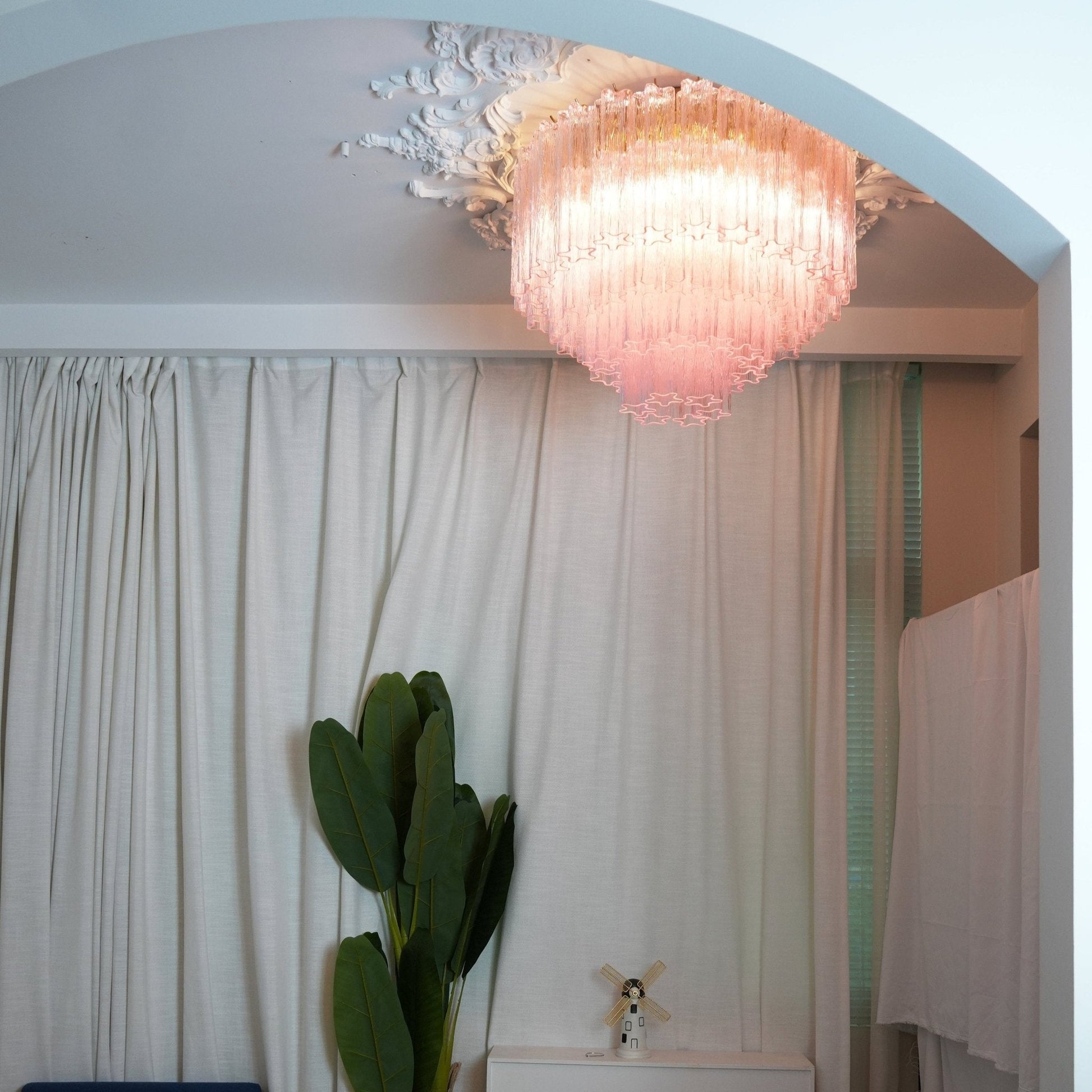 Aurora Ceiling Lamp Murano Pink Glass Vintage-Neutral Decor