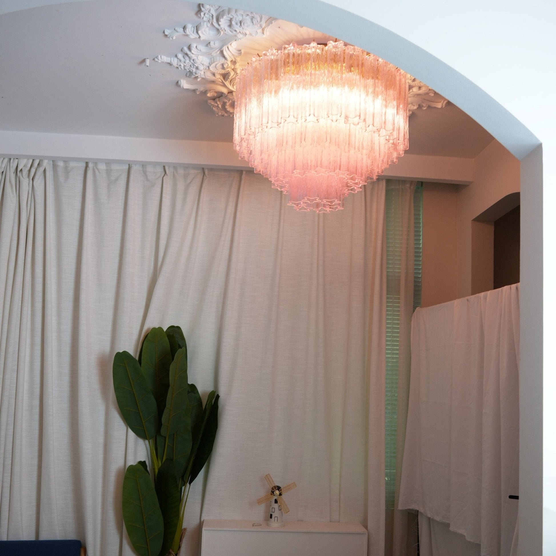 Aurora Ceiling Lamp Murano Pink Glass Vintage-Neutral Decor
