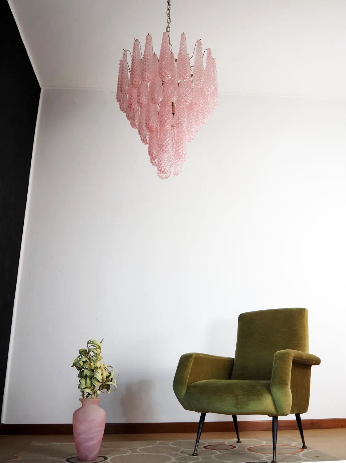 Aurora Chandelier Pink Dewdrop Cascading Romantic-Neutral Decor