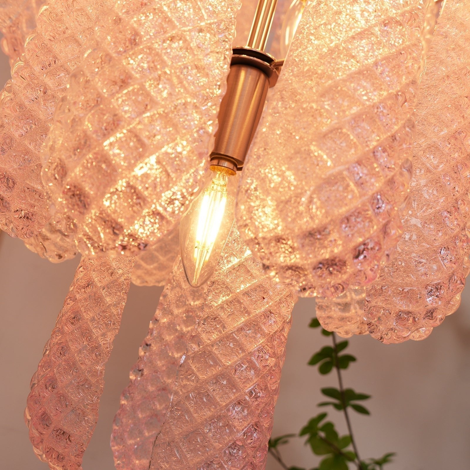 Aurora Chandelier Pink Dewdrop Cascading Romantic-Neutral Decor