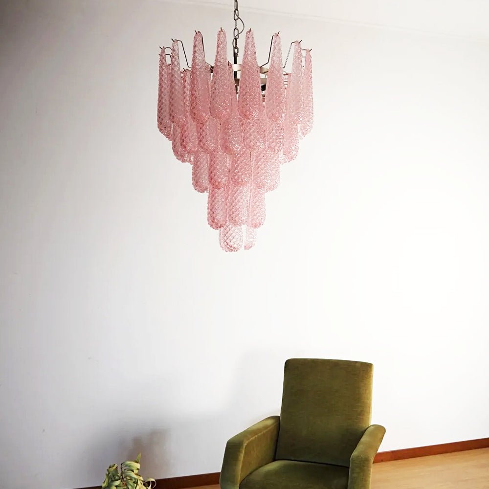 Aurora Chandelier Pink Dewdrop Cascading Romantic-Neutral Decor