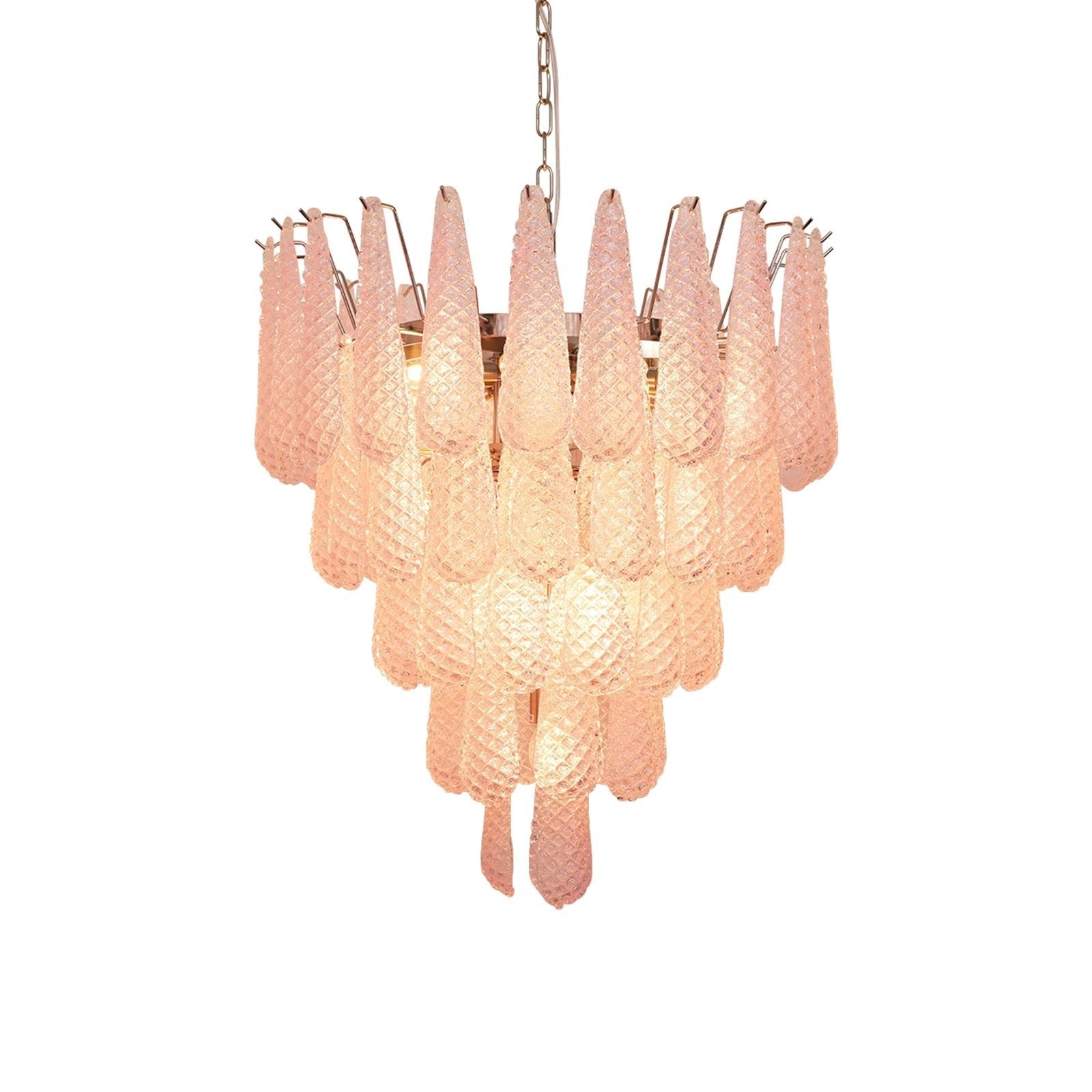 Aurora Chandelier Pink Dewdrop Cascading Romantic-Neutral Decor