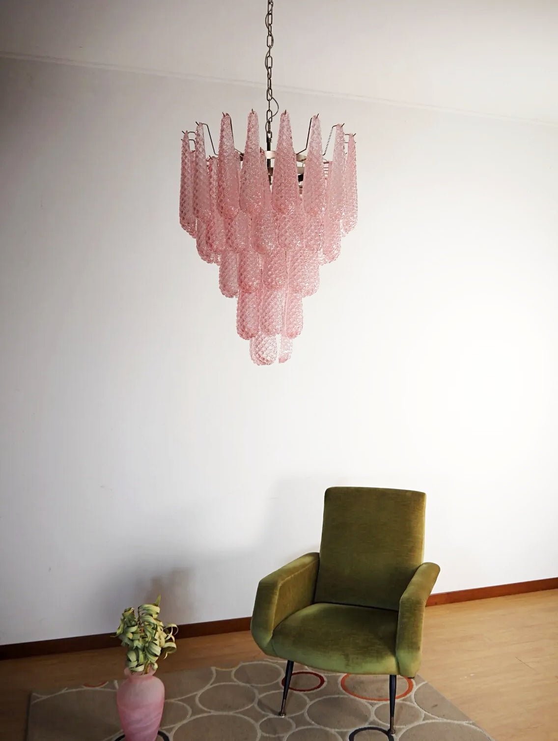 Aurora Chandelier Pink Dewdrop Cascading Romantic-Neutral Decor