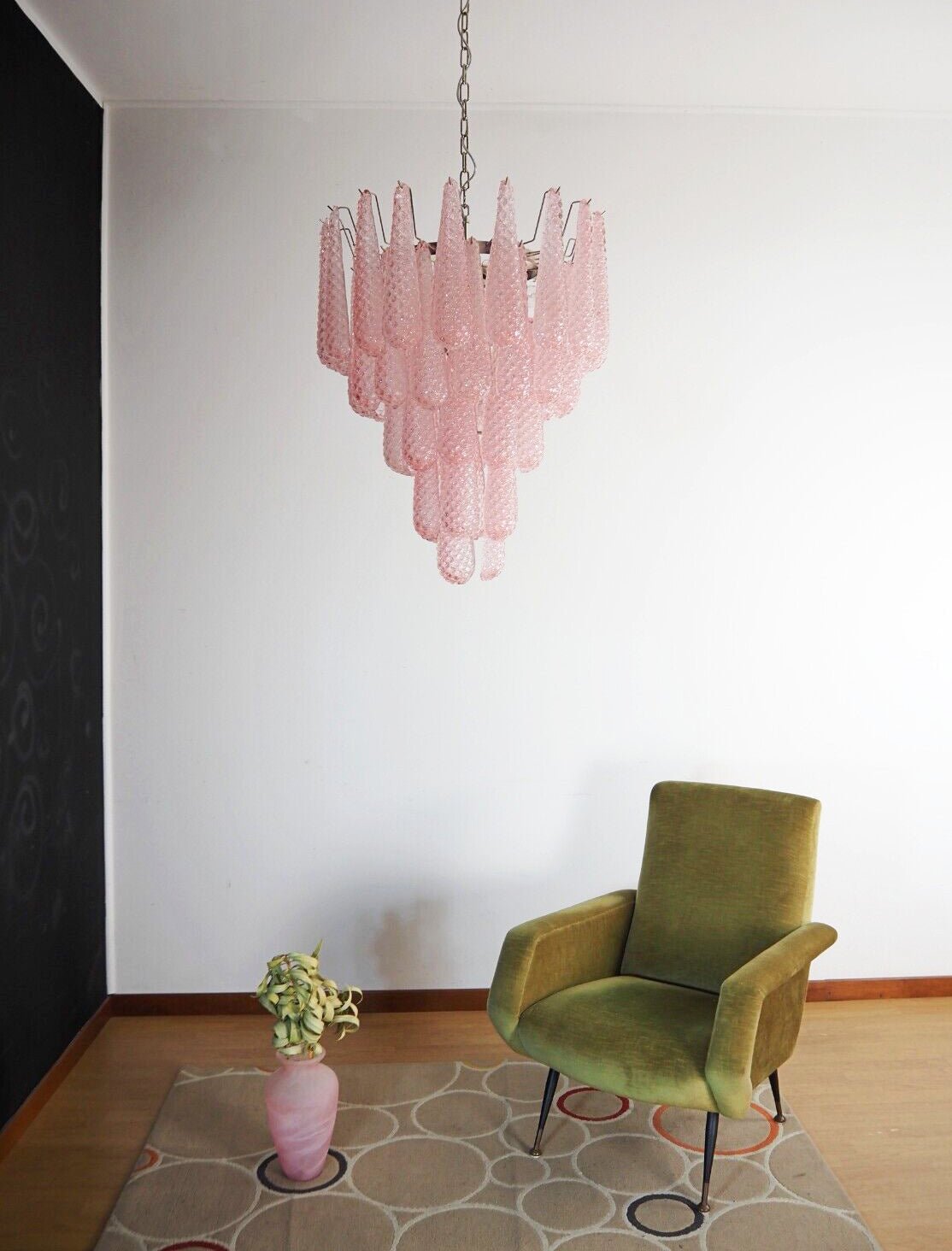 Aurora Chandelier Pink Dewdrop Cascading Romantic-Neutral Decor