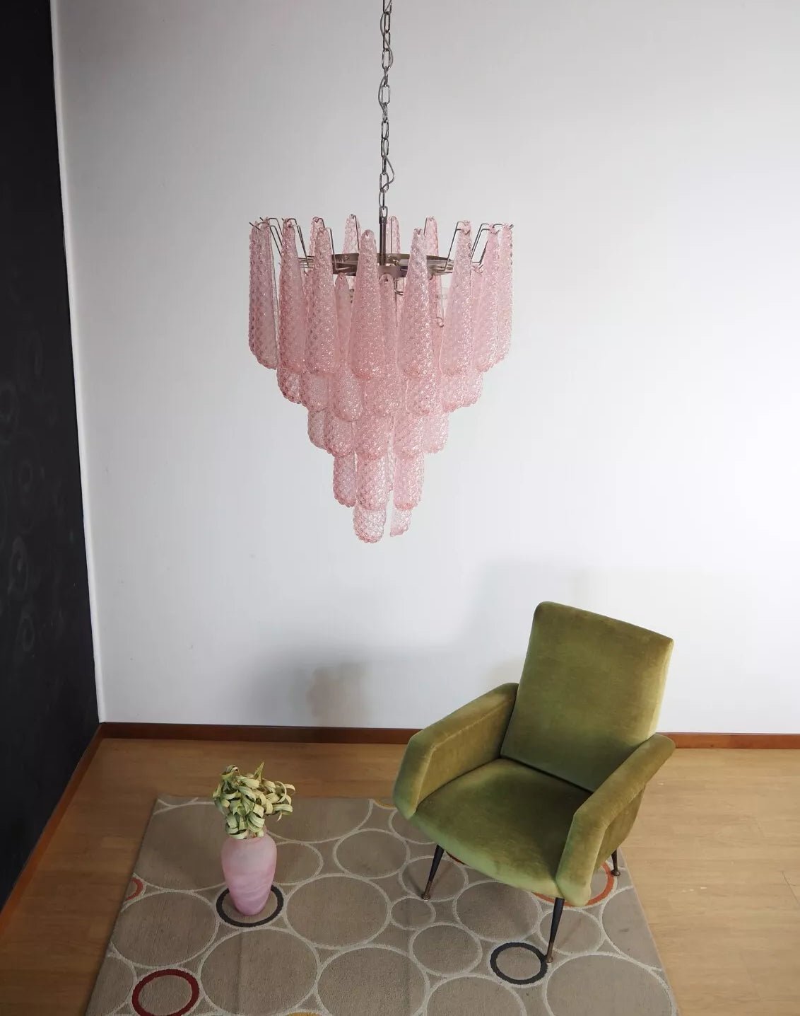 Aurora Chandelier Pink Dewdrop Cascading Romantic-Neutral Decor