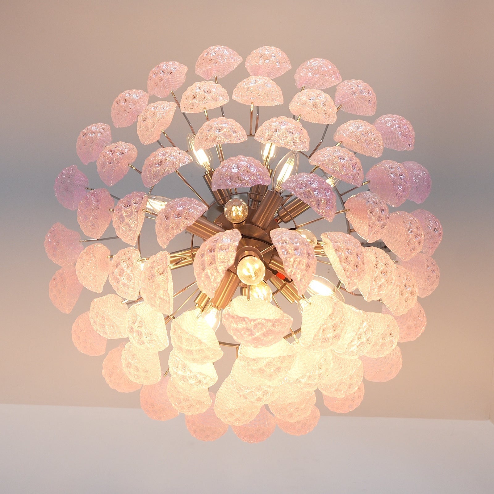 Aurora Chandelier Pink Dewdrop Cascading Romantic-Neutral Decor