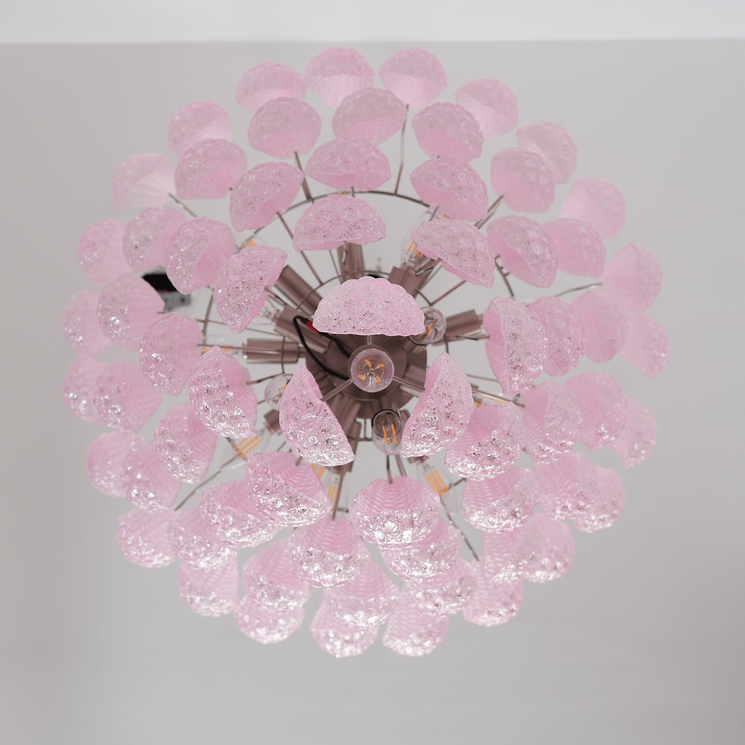 Aurora Chandelier Pink Droplet Murano Glass Diamond Pattern Waterfall-Neutral Decor