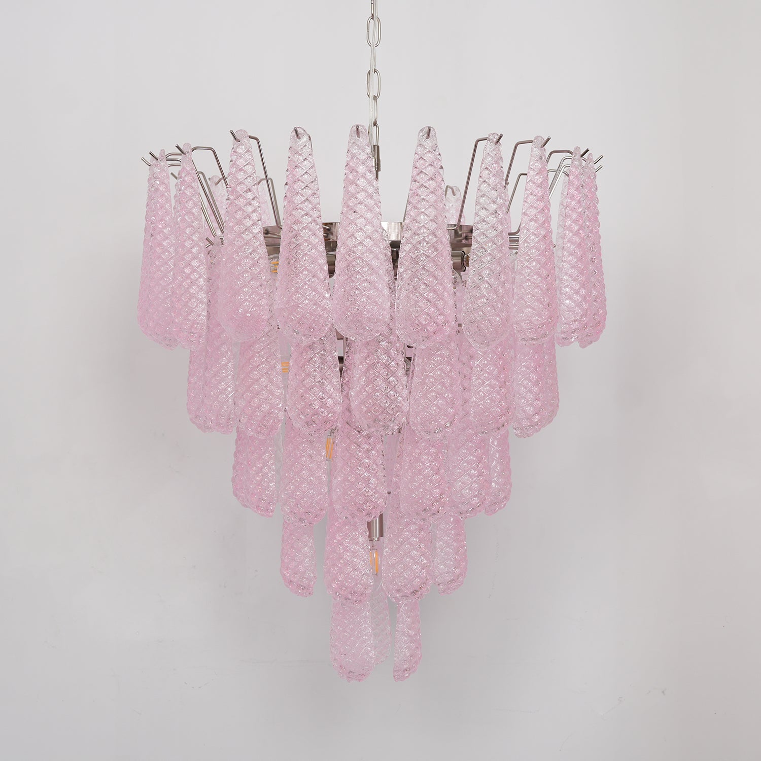 Aurora Chandelier Pink Droplet Murano Glass Diamond Pattern Waterfall-Neutral Decor