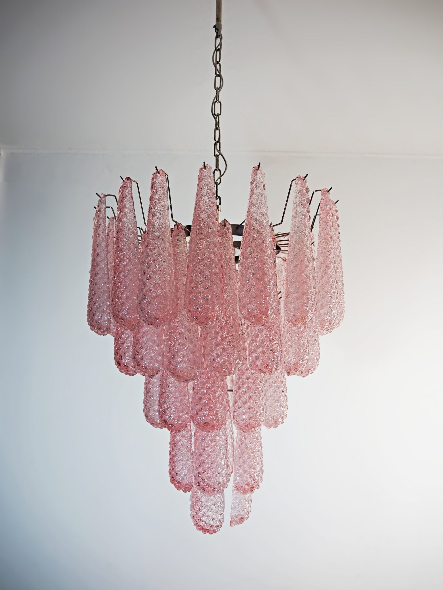 Aurora Chandelier Pink Droplet Murano Glass Diamond Pattern Waterfall-Neutral Decor