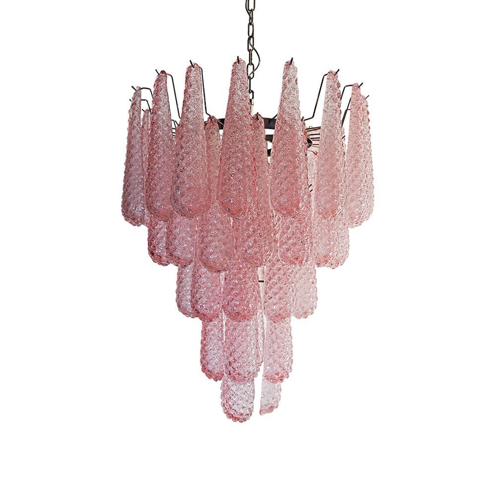 Aurora Chandelier Pink Droplet Murano Glass Diamond Pattern Waterfall-Neutral Decor