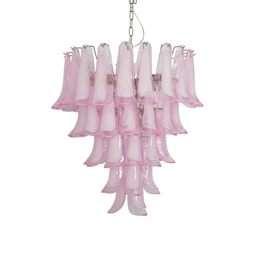 Aurora Chandelier Pink Murano Glass Petals Cascade-Neutral Decor