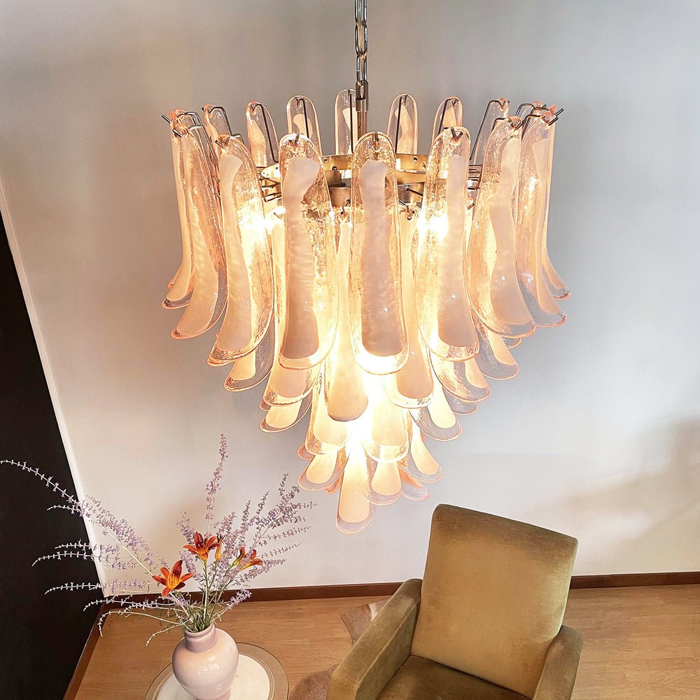 Aurora Chandelier Pink Murano Glass Petals Cascade-Neutral Decor