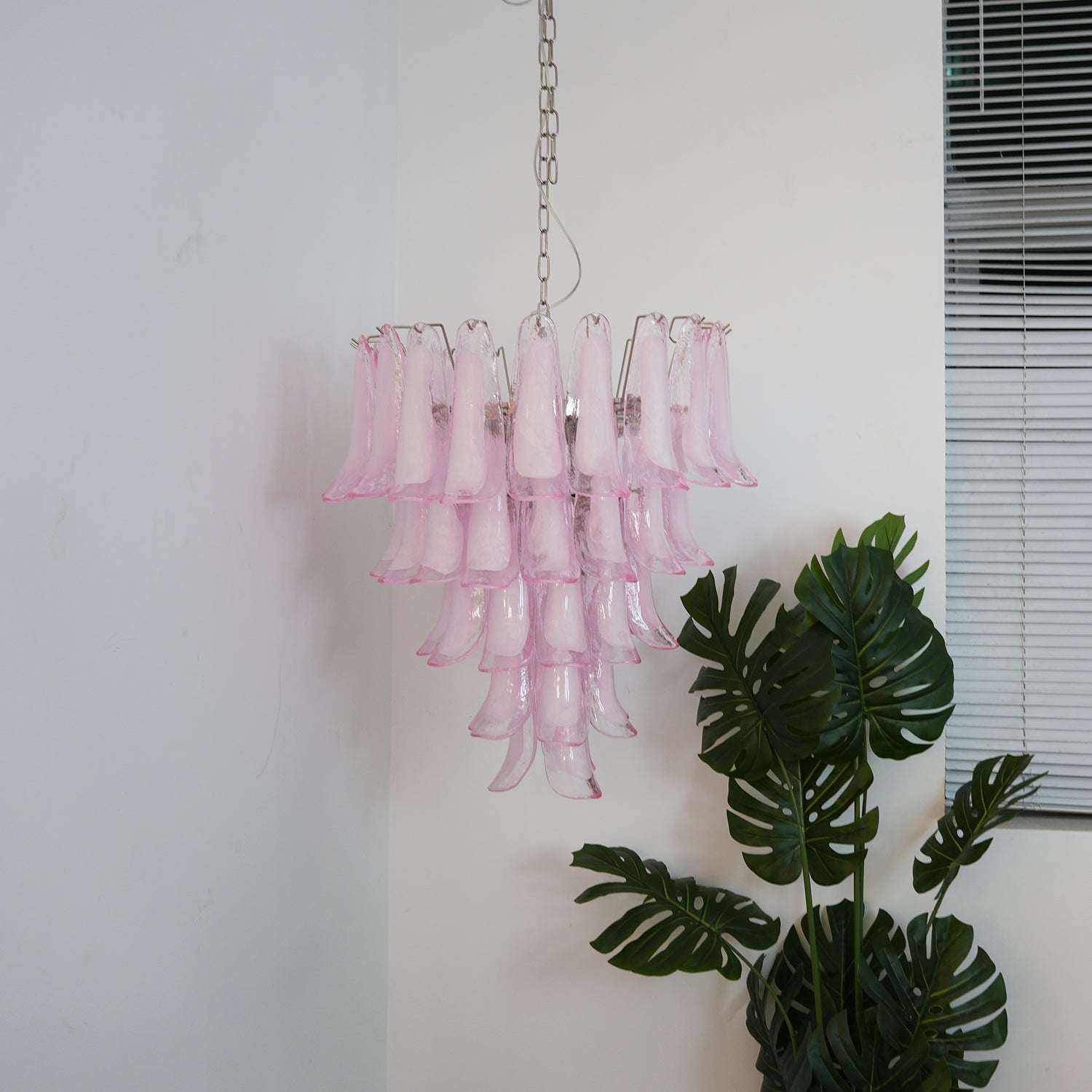 Aurora Chandelier Pink Murano Glass Petals Cascade-Neutral Decor