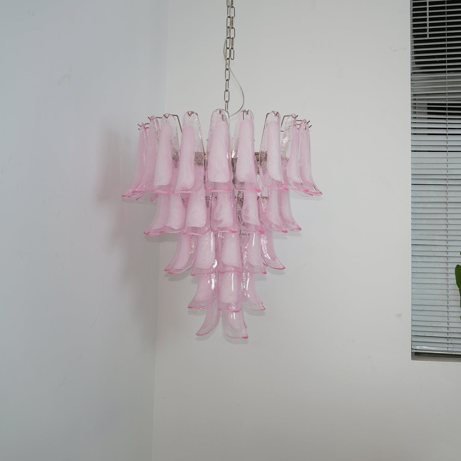 Aurora Chandelier Pink Murano Glass Petals Cascade-Neutral Decor