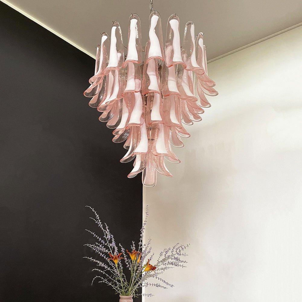 Aurora Chandelier Pink Murano Glass Petals Cascade-Neutral Decor