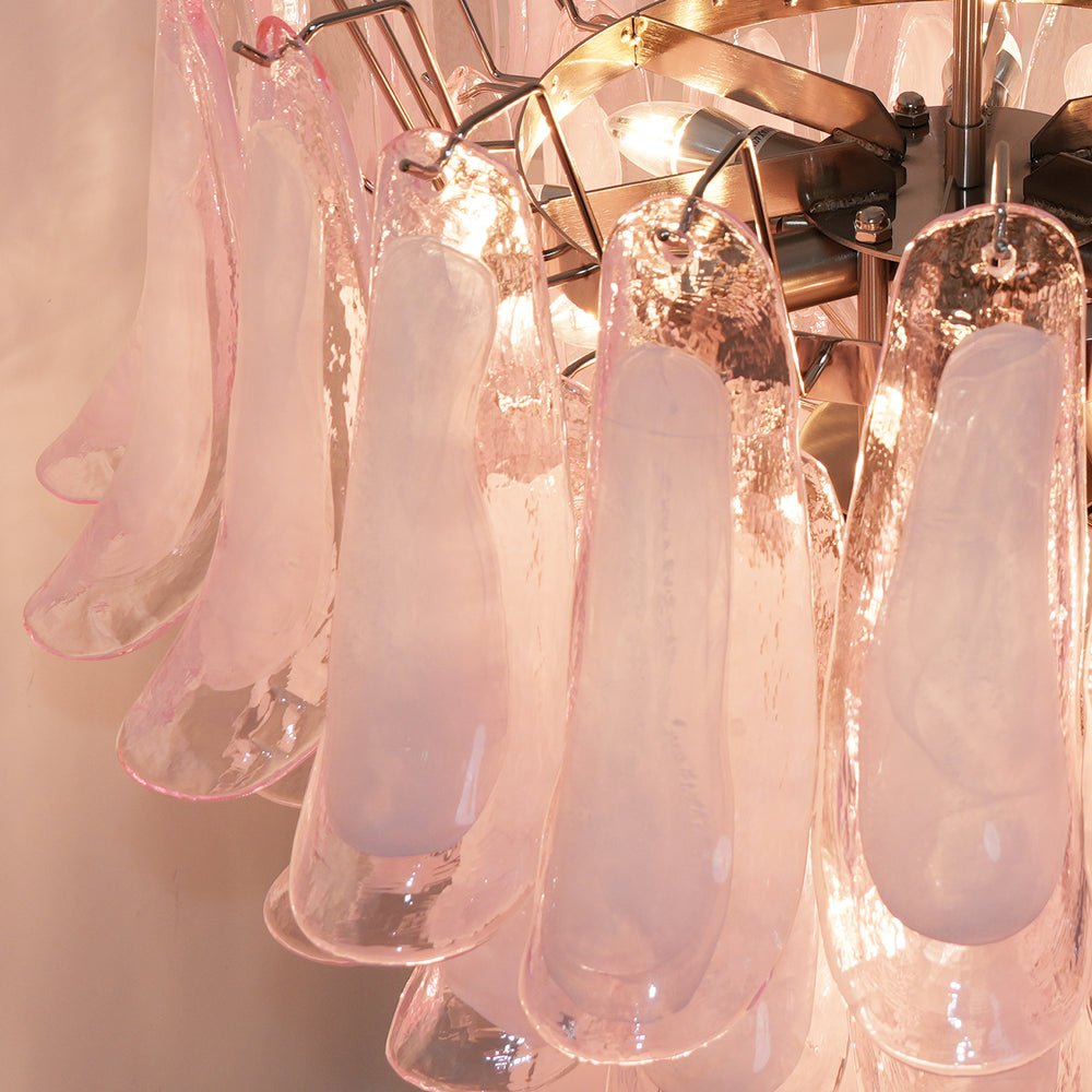 Aurora Chandelier Pink Murano Glass Petals Cascade-Neutral Decor