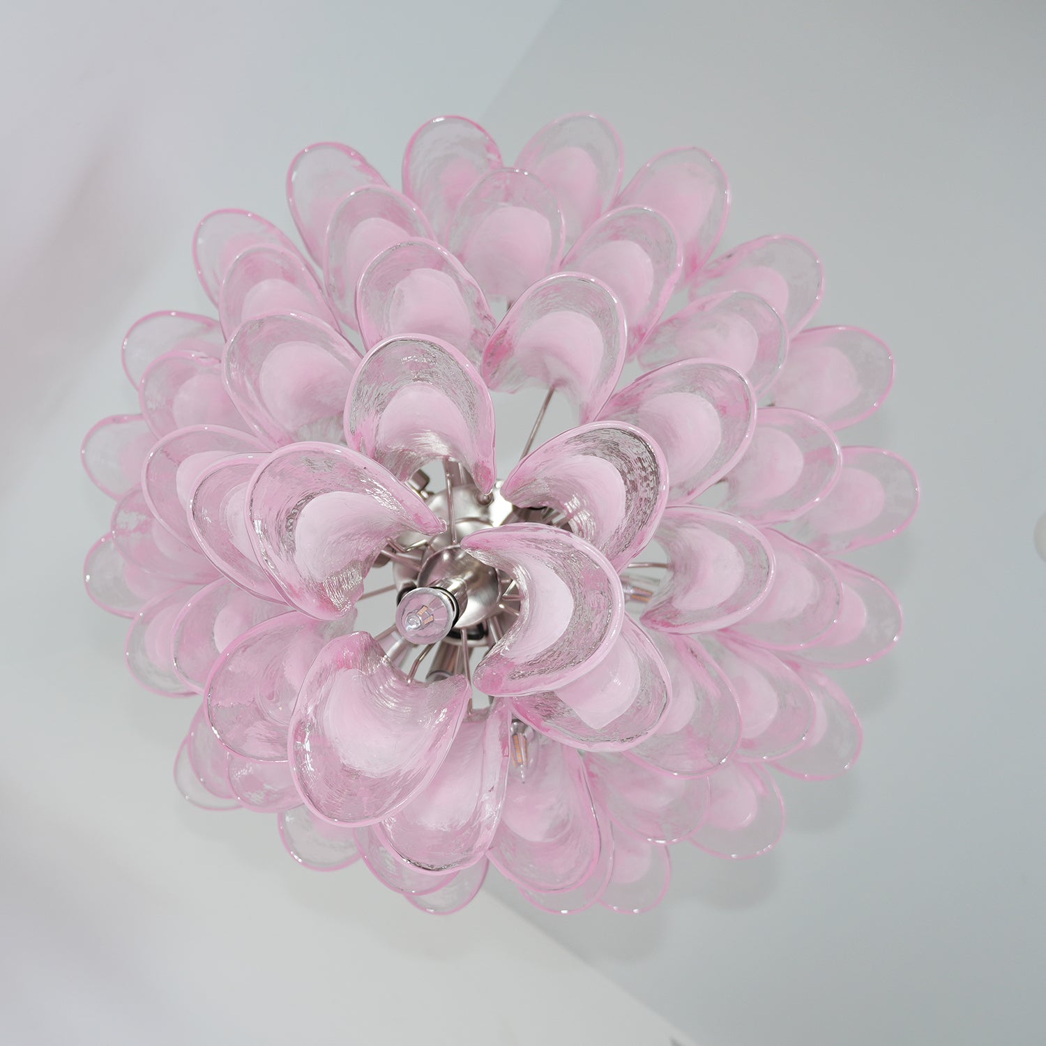 Aurora Chandelier Pink Murano Glass Petals Cascade-Neutral Decor