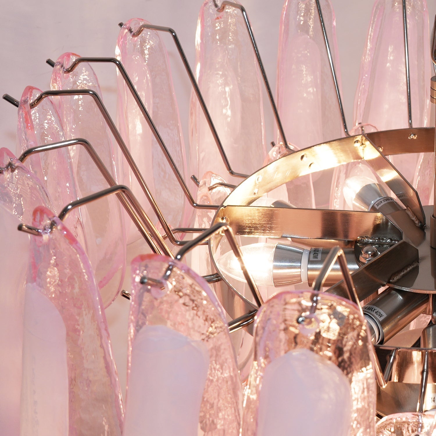 Aurora Chandelier Pink Murano Glass Petals Cascade-Neutral Decor