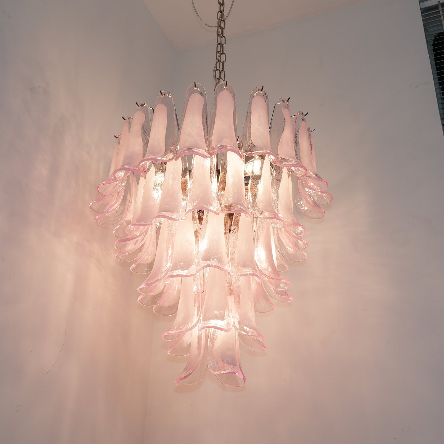Aurora Chandelier Pink Murano Glass Petals Cascade-Neutral Decor