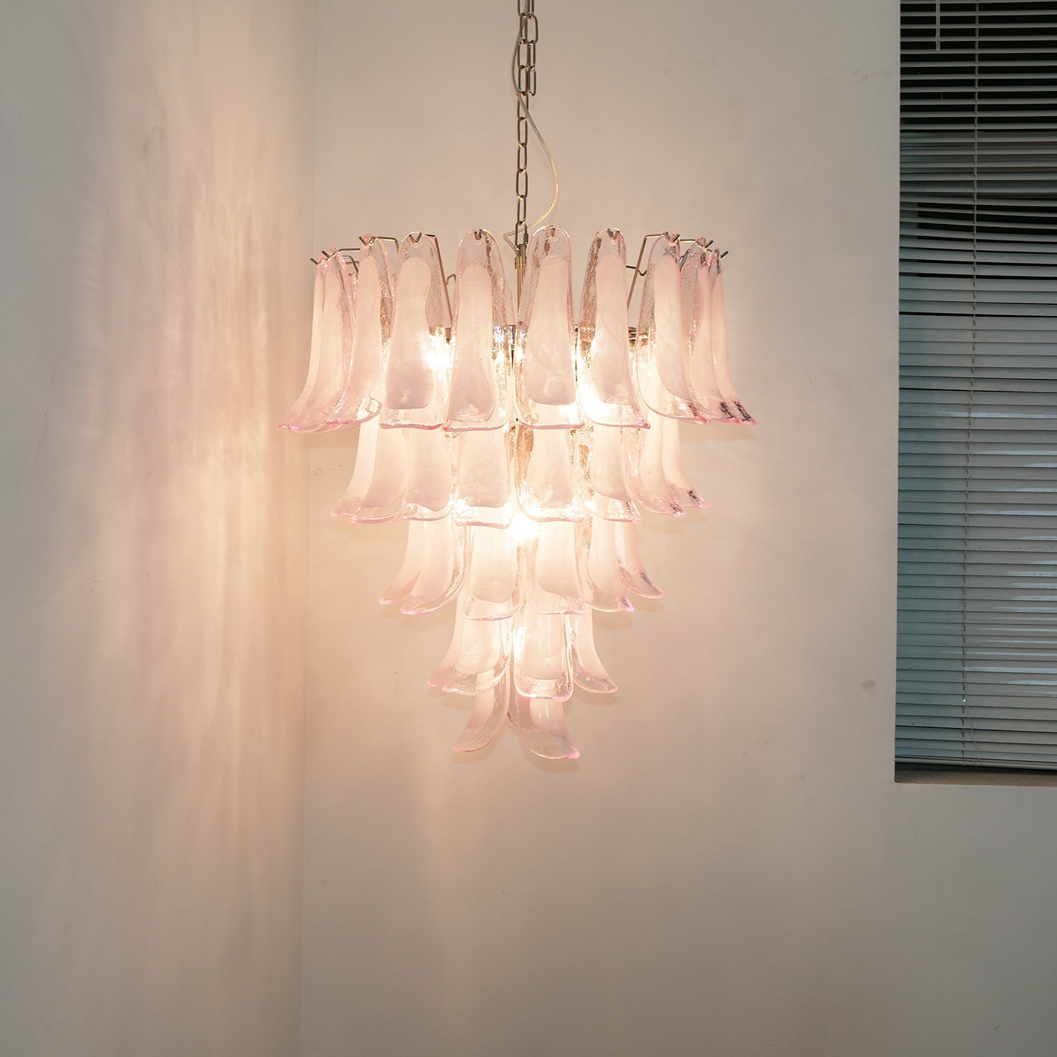 Aurora Chandelier Pink Murano Glass Petals Cascade-Neutral Decor