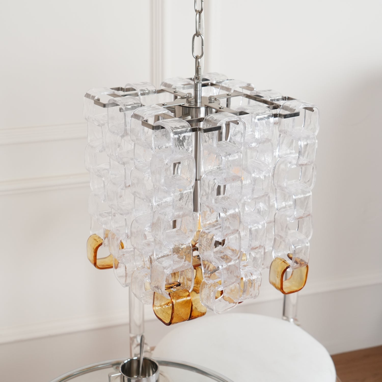 Orielis Chandelier Murano Glass Interlocking Geometric-Neutral Decor