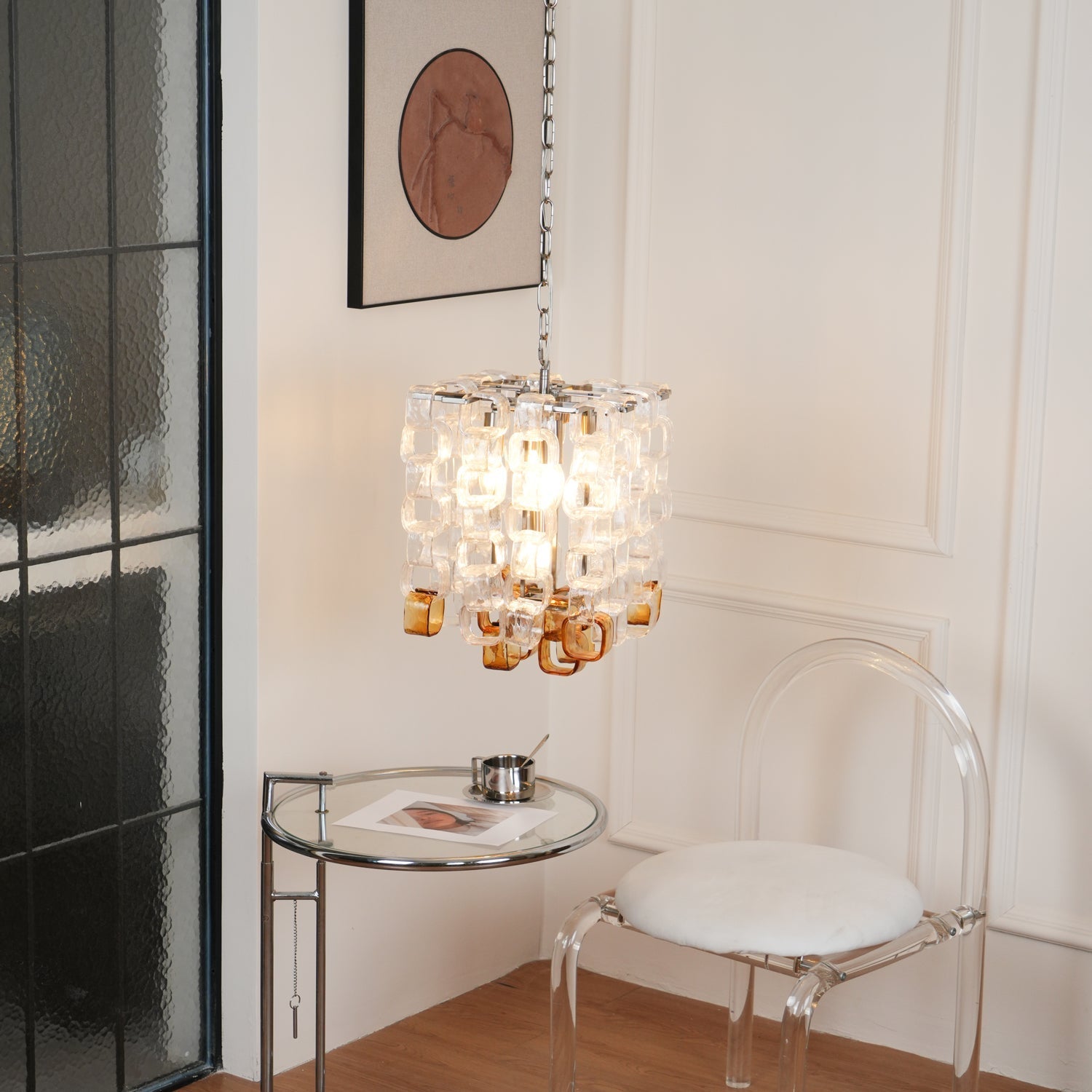Orielis Chandelier Murano Glass Interlocking Geometric-Neutral Decor