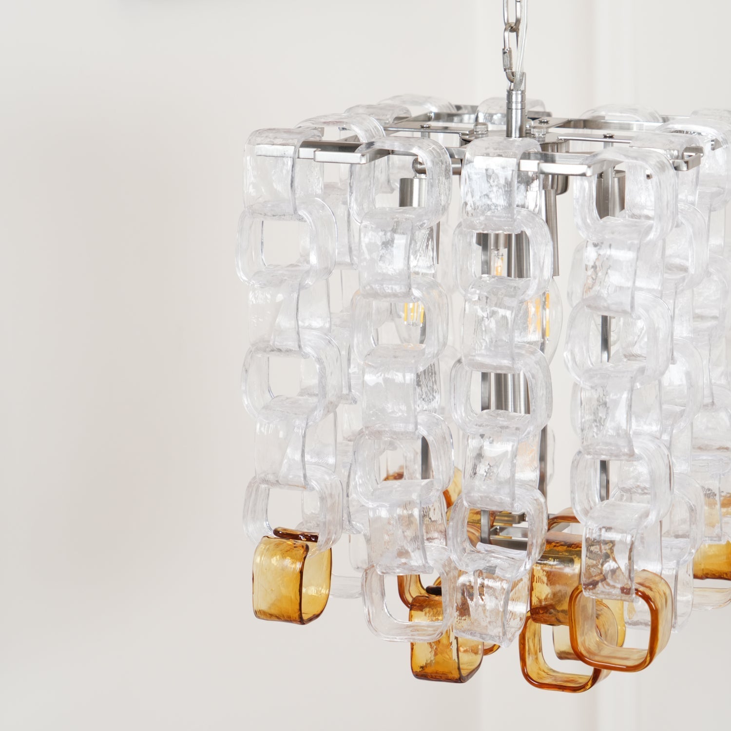 Orielis Chandelier Murano Glass Interlocking Geometric-Neutral Decor