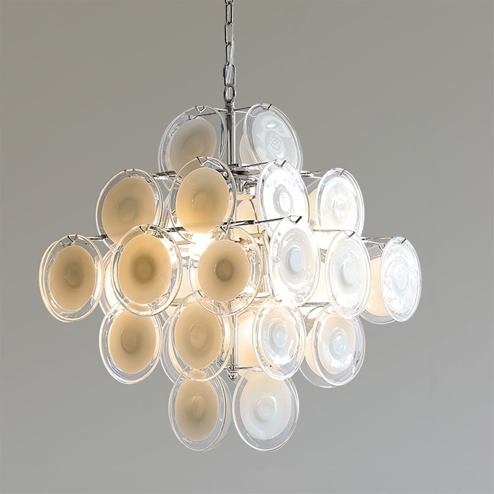 Aurora Chandelier White Murano Glass Discs Cluster-Neutral Decor