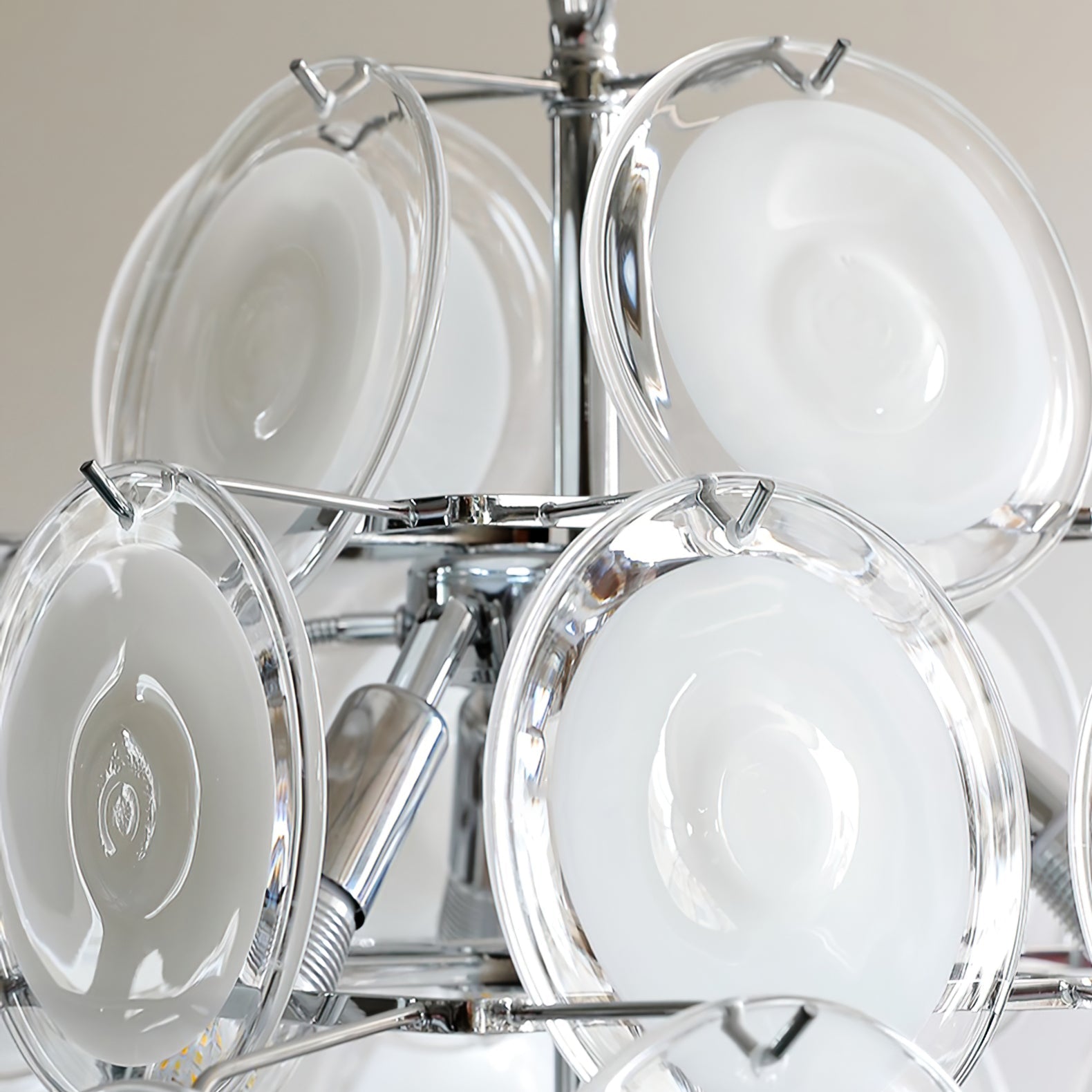 Aurora Chandelier White Murano Glass Discs Cluster-Neutral Decor