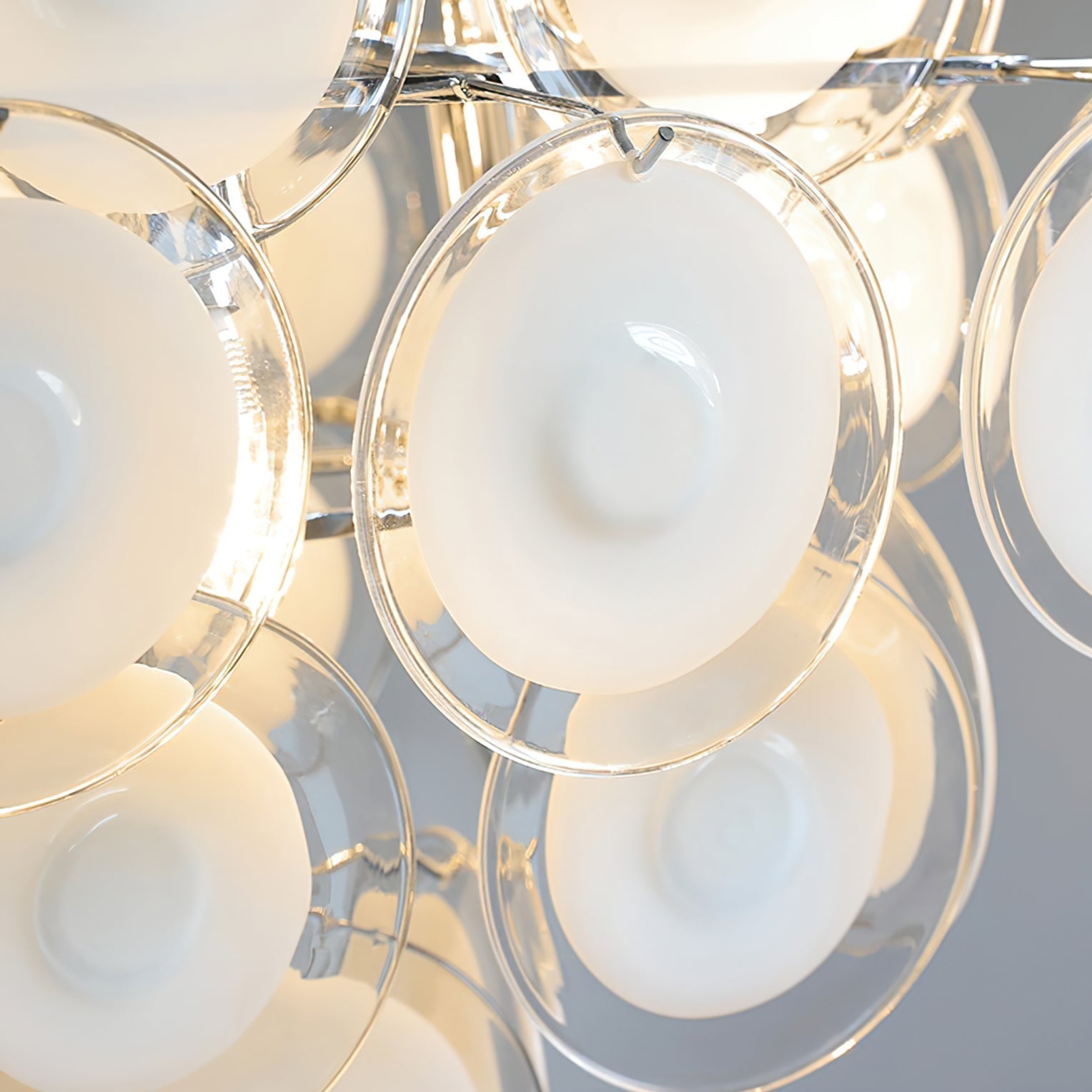 Aurora Chandelier White Murano Glass Discs Cluster-Neutral Decor