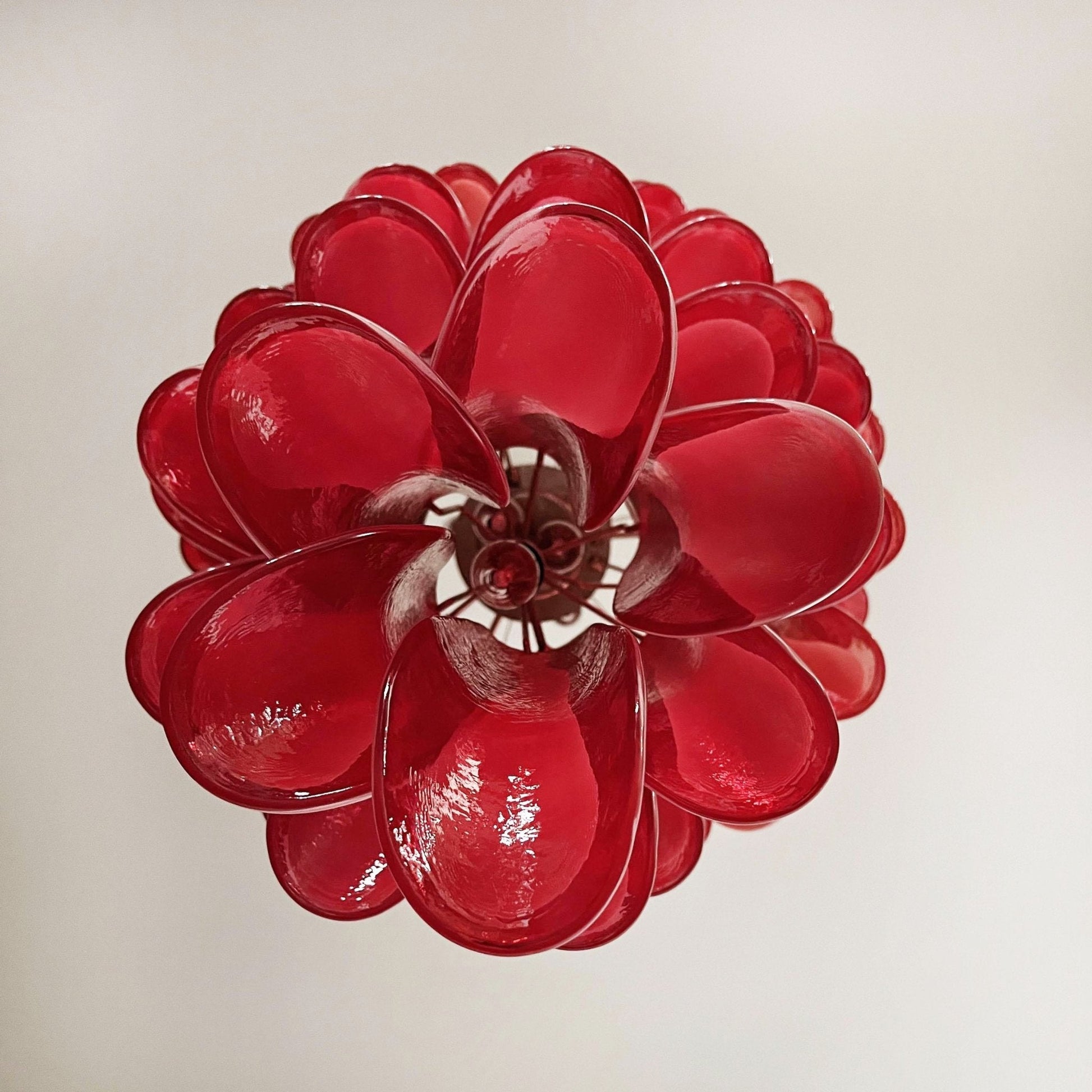 Aurora Chandelier Red White Murano Spiral Petals-Neutral Decor