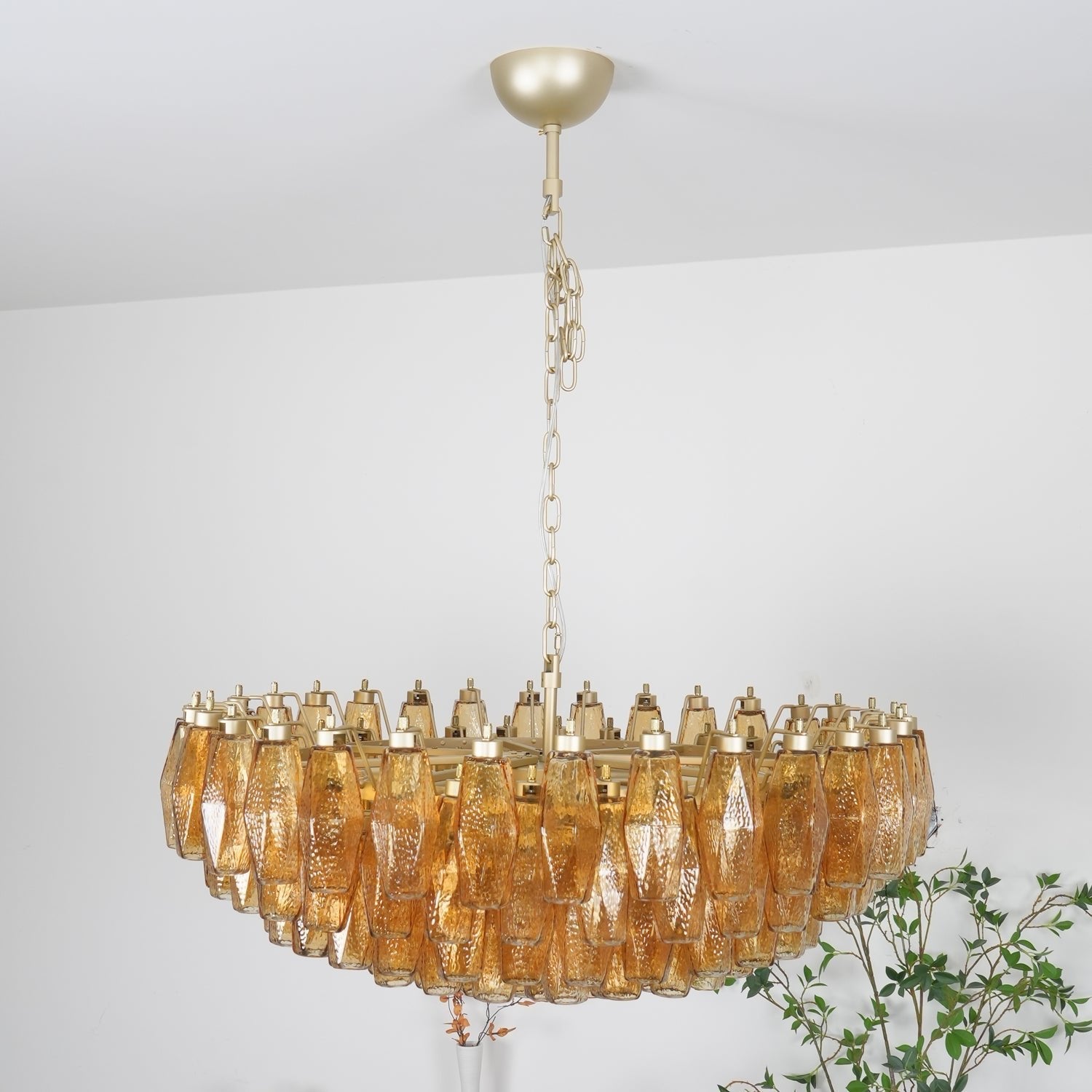 Vixor Chandelier Amber Layered Oval-Neutral Decor