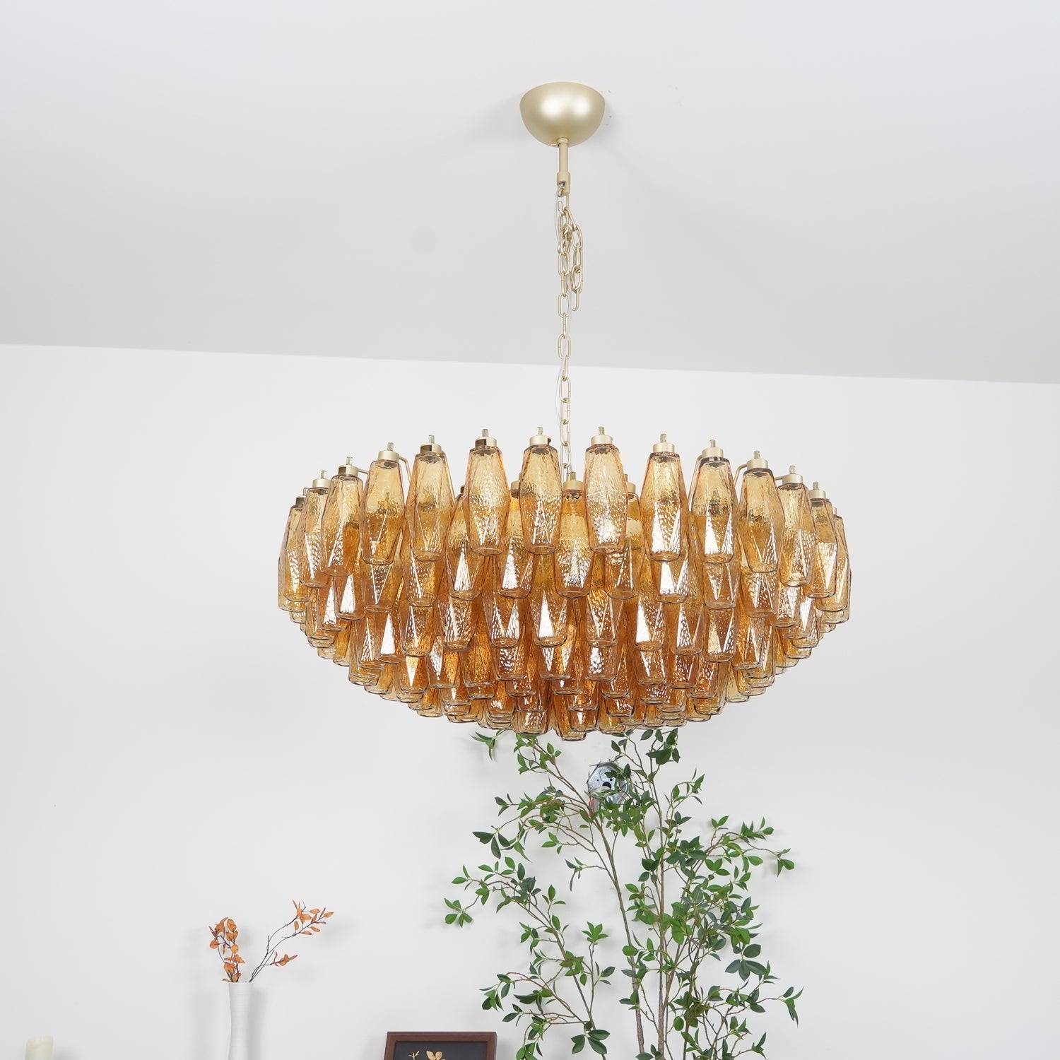 Vixor Chandelier Amber Layered Oval-Neutral Decor